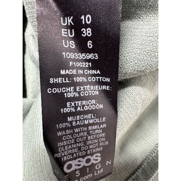 ASOS Design Tiered Cord Babydoll Dress Midi Smock Khaki Size 6 See Description - Picture 16 of 16